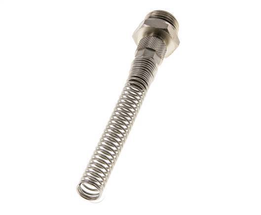 Conector Recto Latón Niquelado 10x8 & G1/2'' con protección contra dobleces de Rosca Macho [2 piezas]