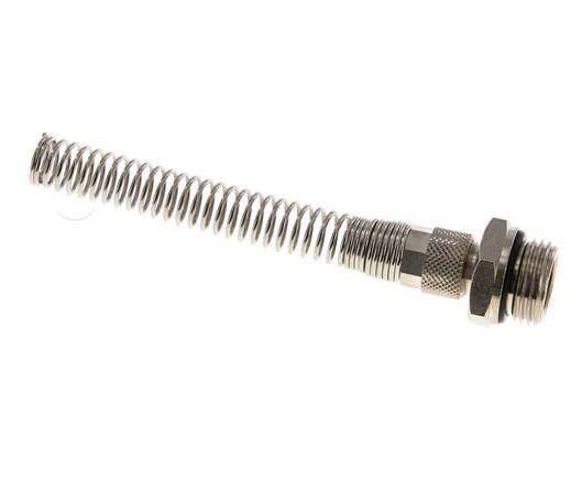 Conector Recto Latón Niquelado 10x8 & G1/2'' con protección contra dobleces de Rosca Macho [2 piezas]