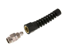 Conector Recto Latón Niquelado 12x8 & G3/8'' Rosca Macho Protección contra dobleces giratoria