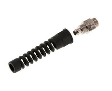 Conector Recto Latón Niquelado 12x8 & G3/8'' Rosca Macho Protección contra dobleces giratoria