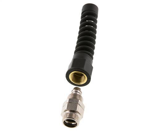 Conector Recto Latón Niquelado 12x8 & G3/8'' Rosca Macho Protección contra dobleces giratoria