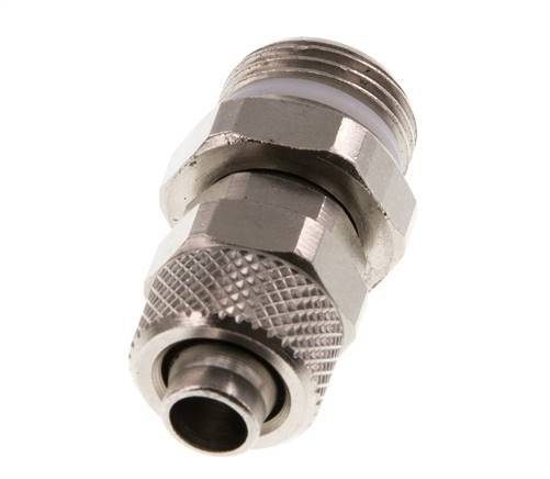 Conector Recto Latón Niquelado 10x8 & G3/8'' Rosca Macho PTFE Giratoria