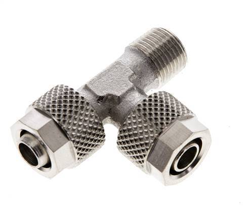 Conector Recto de Latón Niquelado en T de 8x6 & R1/8'' Rosca Macho [2 piezas]