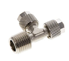 6x4 & R1/4'' Nickel Plated Brass Right Angle Tee Push-on Fitting with Male Threads [2 Pieces]