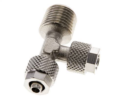 Conector Recto de Latón Niquelado en T 6x4 & R1/4'' Rosca Macho [2 piezas]