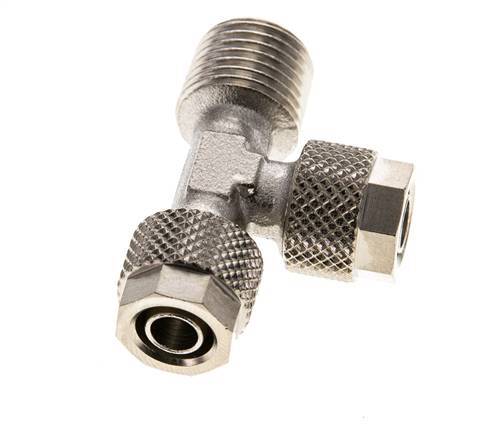 Conector Recto de Latón Niquelado en T 8x6 & R1/4'' Rosca Macho [2 piezas]