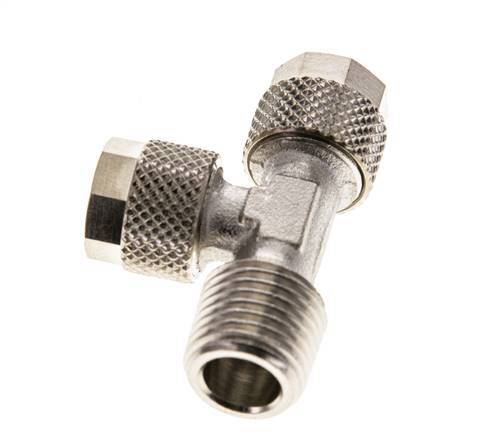 Conector Recto de Latón Niquelado en T 8x6 & R1/4'' Rosca Macho [2 piezas]