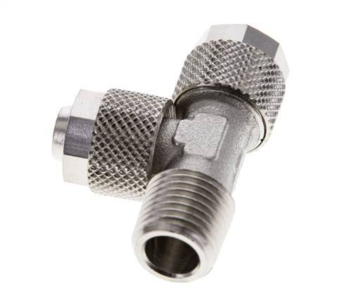 Conector Recto de Latón Niquelado en T 10x8 & R1/4'' Rosca Macho [2 piezas]