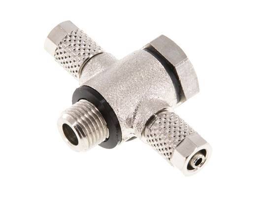 5x3 & G1/8'' Nickel plated Brass Banjo Tee Push-on Fitting with O-ring [10 Pieces]