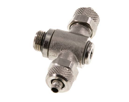 Conector Latón Niquelado en T 6x4 & G1/8'' Rosca Macho Hexagonal Interior Giratoria