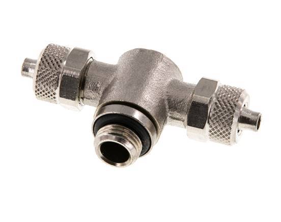 Conector Latón Niquelado en T 6x4 & G1/8'' Rosca Macho Hexagonal Interior Giratoria