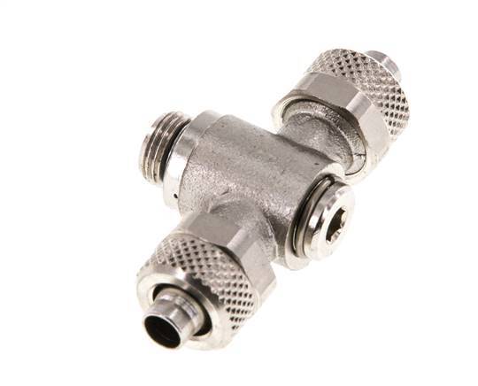 8x6 & G1/8'' Nickel plated Brass Tee Push-on Fitting with Male Threads Rotatable Inner Hexagon