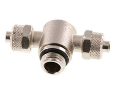 Conector Latón Niquelado en T 8x6 & G1/4'' Rosca Macho Hexagonal Interior Giratoria