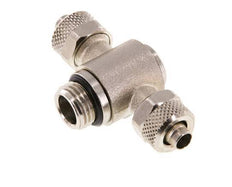 Conector Latón Niquelado en T 8x6 & G1/4'' Rosca Macho Hexagonal Interior Giratoria
