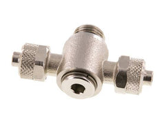 Conector Latón Niquelado en T 8x6 & G1/4'' Rosca Macho Hexagonal Interior Giratoria