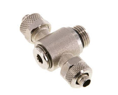Conector Latón Niquelado en T 8x6 & G1/4'' Rosca Macho Hexagonal Interior Giratoria
