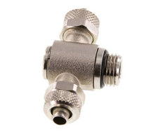 Conector Latón Niquelado en T 8x6 & G1/4'' Rosca Macho Hexagonal Interior Giratoria