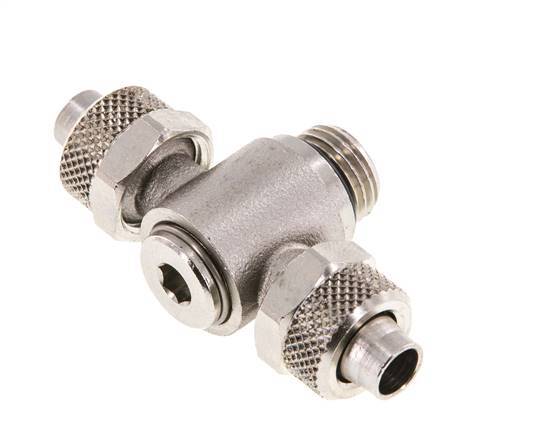 10x8 & G1/4'' Nickel plated Brass Tee Push-on Fitting with Male Threads Rotatable Inner Hexagon