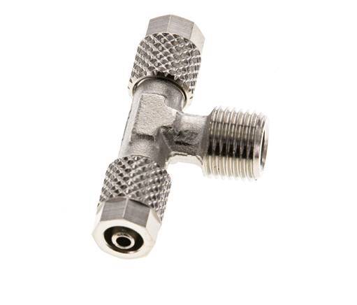 Conector Latón Niquelado en T de 5x3 & R1/8'' Rosca Macho [2 piezas]