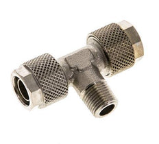 10x8 & R1/8'' Nickel plated Brass Tee Push-on Fitting with Male Threads [2 Pieces]
