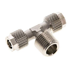 Conector Latón Niquelado en T de 6x4 & R1/4'' Rosca Macho [2 piezas]