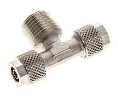 Conector Latón Niquelado en T de 6x4 & R1/4'' Rosca Macho [2 piezas]