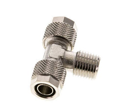 Conector Latón Niquelado en T 10x8 & R1/4'' Rosca Macho [2 piezas]