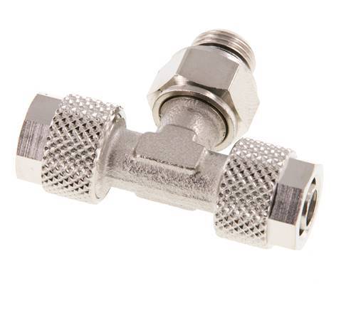 Conector Latón Niquelado en T 8x6 & G1/8'' Rosca Macho Giratoria [2 piezas]