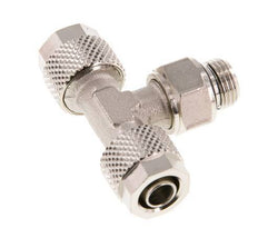 Conector Latón Niquelado en T 8x6 & G1/8'' Rosca Macho Giratoria [2 piezas]