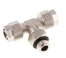 Conector Latón Niquelado en T 8x6 & G1/8'' Rosca Macho Giratoria [2 piezas]