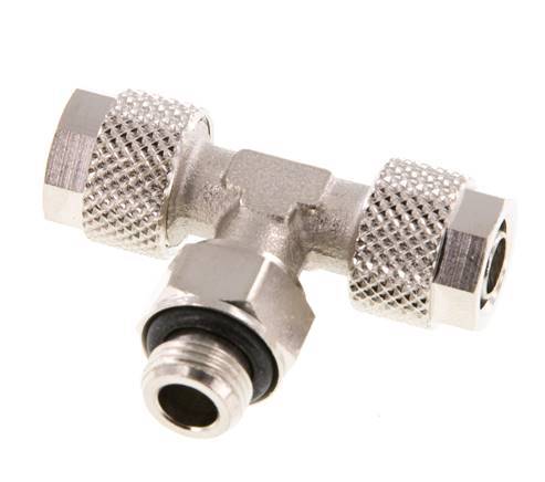 Conector Latón Niquelado en T 8x6 & G1/8'' Rosca Macho Giratoria [2 piezas]