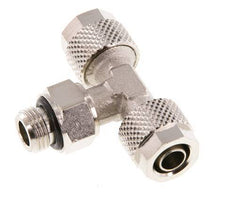 Conector Latón Niquelado en T 8x6 & G1/8'' Rosca Macho Giratoria [2 piezas]