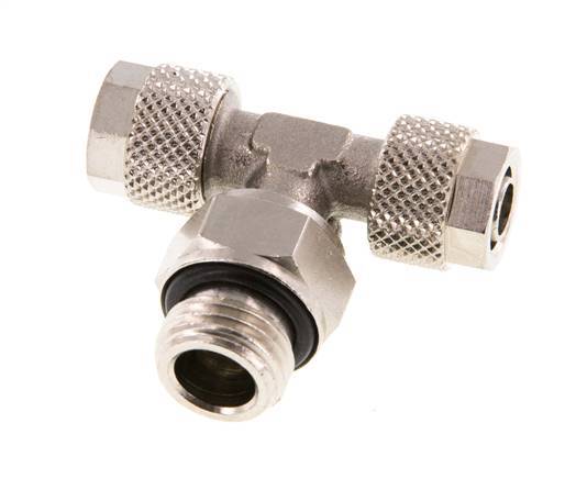 Conector Latón Niquelado en T 8x6 & G1/4'' Rosca Macho Giratoria