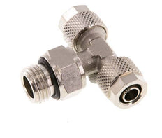 Conector Latón Niquelado en T 8x6 & G1/4'' Rosca Macho Giratoria