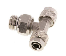 Conector Latón Niquelado en T 8x6 & G1/4'' Rosca Macho Giratoria