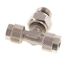 Conector Latón Niquelado en T 8x6 & G1/4'' Rosca Macho Giratoria