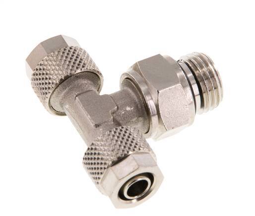 Conector Latón Niquelado en T 8x6 & G1/4'' Rosca Macho Giratoria