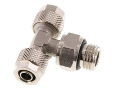 Conector Latón Niquelado en T 8x6 & G1/4'' Rosca Macho Giratoria