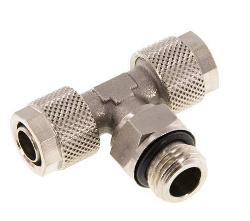 Conector Latón Niquelado en T 10x8 & G1/4'' Rosca Macho Giratoria