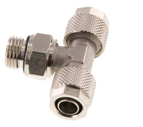 Conector Latón Niquelado en T 10x8 & G1/4'' Rosca Macho Giratoria