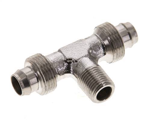 10x8 & R1/8'' Stainless Steel 1.4305 Tee Push-on Fitting with Male Threads