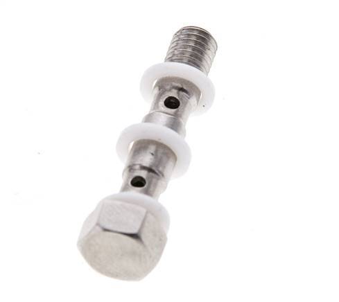 Perno banjo de acero inoxidable de 2 vías con rosca macho M5 PTFE L27mm