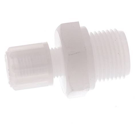 Racor de compresión recto de PVDF 8x6 mm y G3/8'' con rosca macho 10 bar