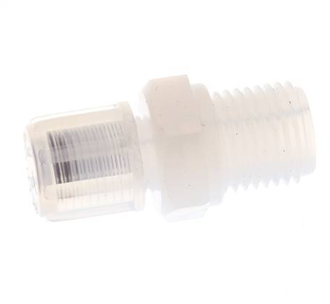 Accesorio de corte recto PFA de 6x4 mm y G1/4'' con roscas macho 10 bar