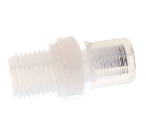 Accesorio de corte recto PFA de 6x4 mm y G1/4'' con roscas macho 10 bar