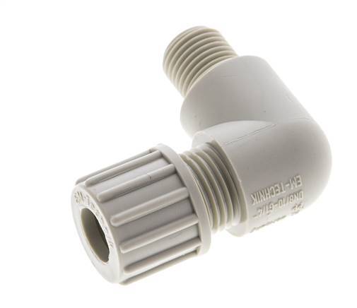 10x8mm & G1/4'' PP Elbow Compression Fitting with Male Threads 10 bar