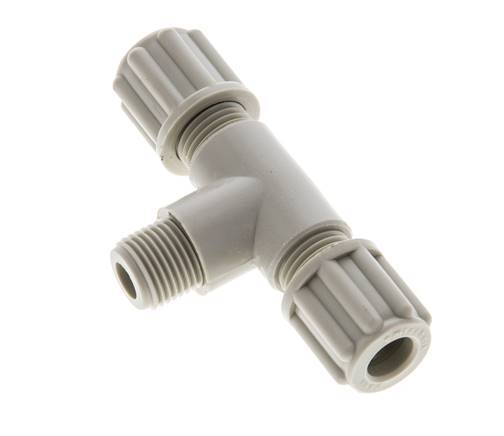 6x4mm & G1/8'' PP T-Shape Tee Compression Fitting with Male Threads 10 bar