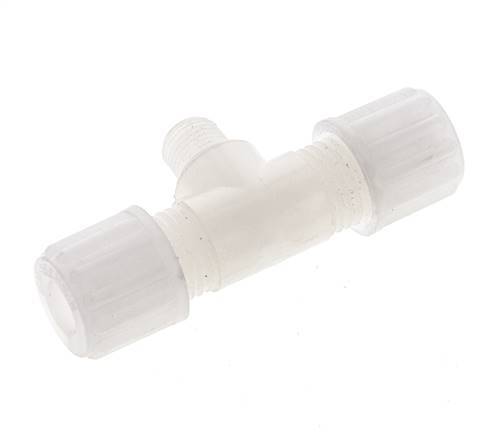 8x6mm & G1/8'' PVDF T-Shape Tee Compression Fitting with Male Threads 10 bar