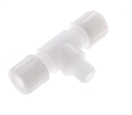 8x6mm & G3/8'' PVDF T-Shape Tee Compression Fitting with Male Threads 10 bar