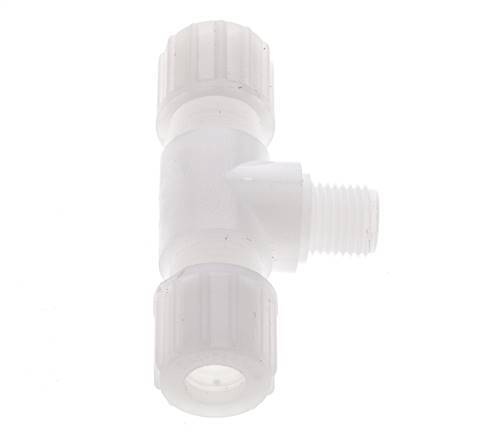 8x6mm & G3/8'' PVDF T-Shape Tee Compression Fitting with Male Threads 10 bar